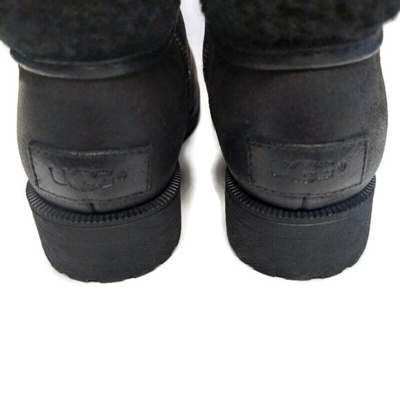 UGG Blayre III Leather Sheepskin Boots Womens Size 5 Waterproof 1095153 Black - Picture 6 of 8